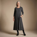 Women's Formal Pleated Maxi Dress Cap-Sleeve A-Line - Gray