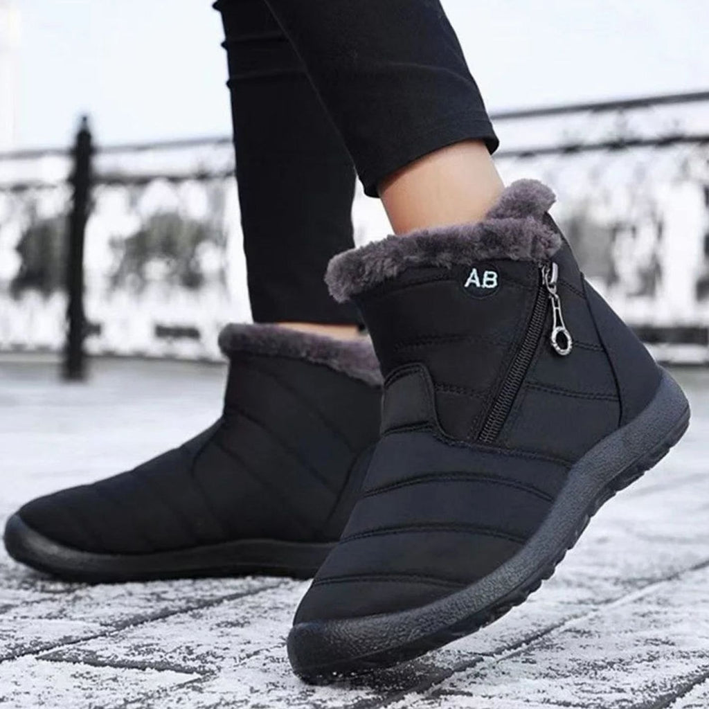 Women's Fur-Lined Zipper Ankle Winter Snow Boots