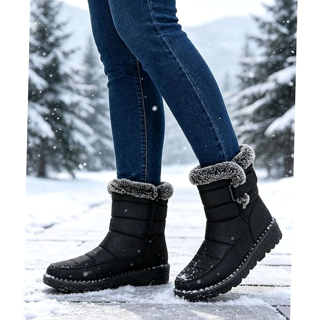 Women's Fur-Trimmed Slip-On Winter Snow Boots