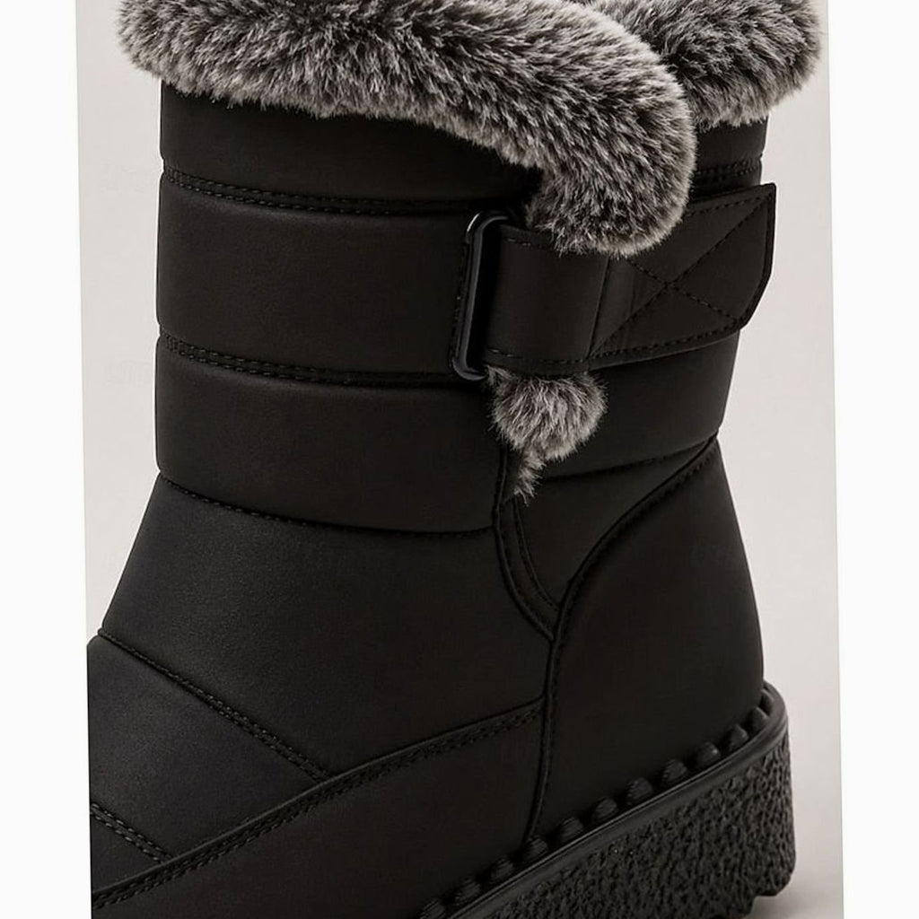 Women's Fur-Trimmed Slip-On Winter Snow Boots