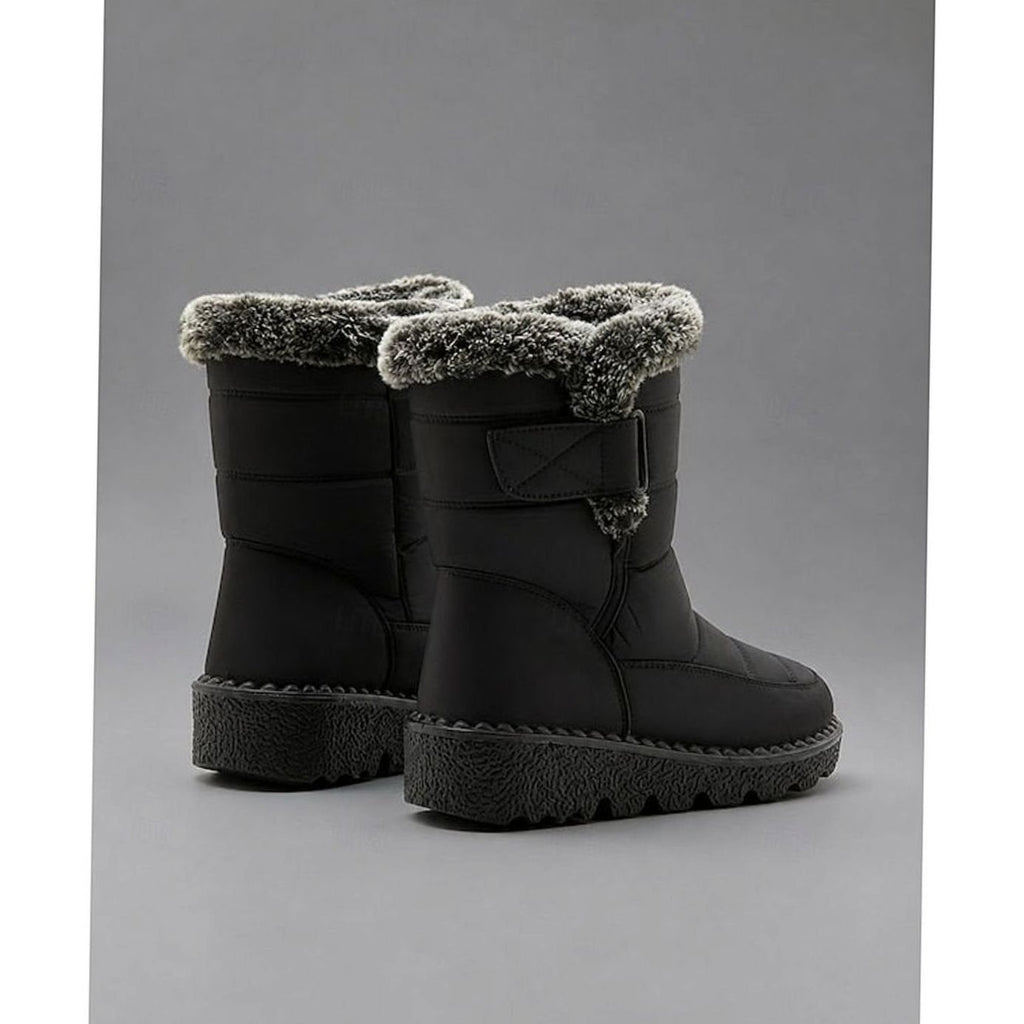 Women's Fur-Trimmed Slip-On Winter Snow Boots