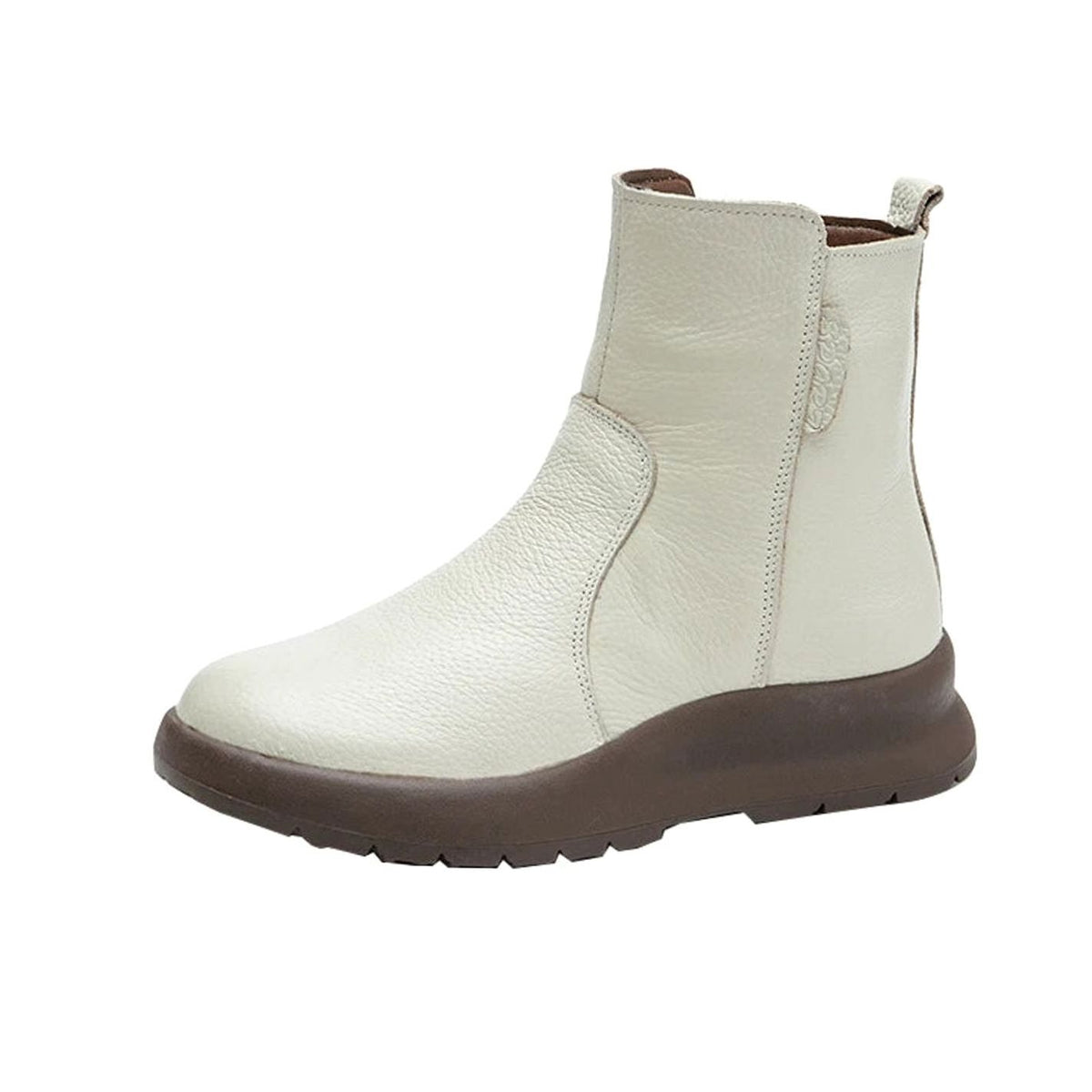 Women's Genuine Leather Chunky Sole Side-Zip Ankle Boots