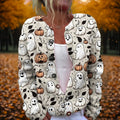 Women's Halloween Ghost Pumpkin Open-Front Knit Cardigan - MultiColor