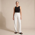Women's High-Waist Wide-Leg Tailored Dress Pants - White