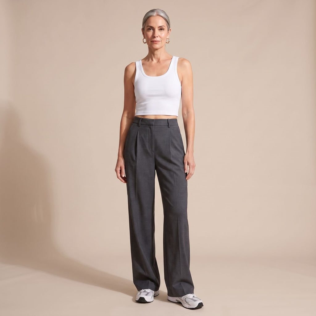Women's High-Waist Wide-Leg Tailored Dress Pants - Charcoal