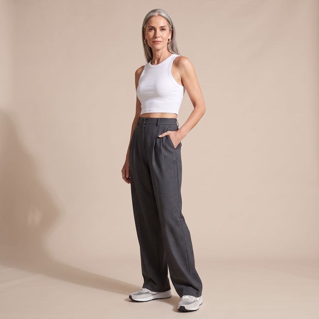Women's High-Waist Wide-Leg Tailored Dress Pants
