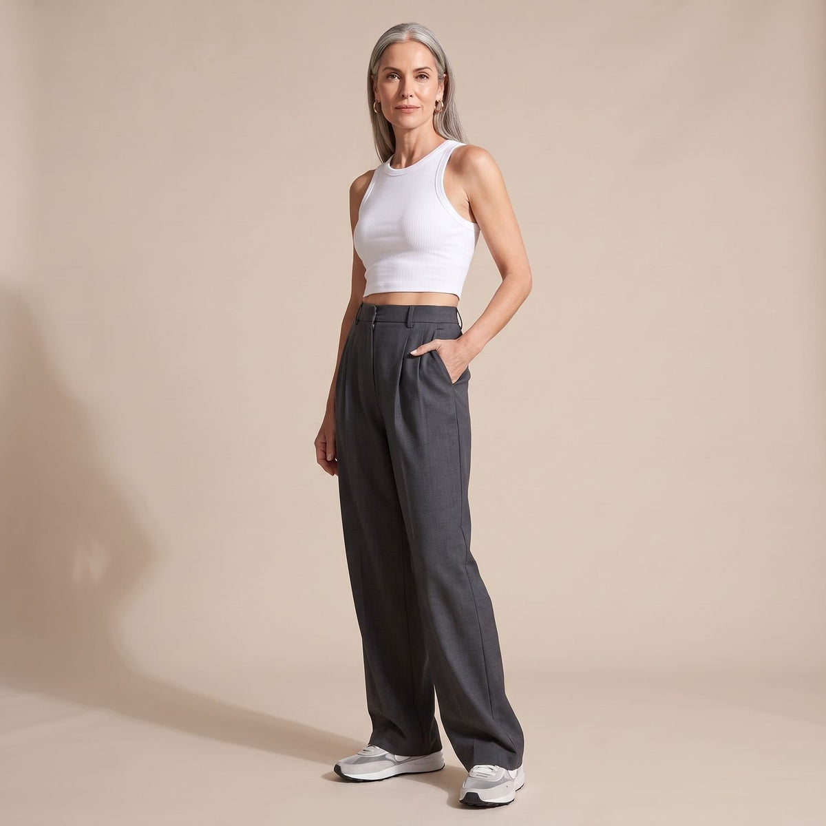 Women's High-Waist Wide-Leg Tailored Dress Pants
