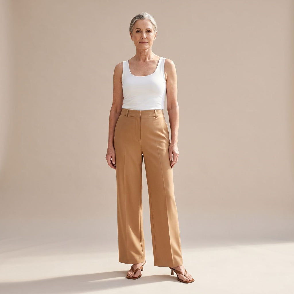 Women's High-Waist Wide-Leg Tailored Dress Pants - Brown