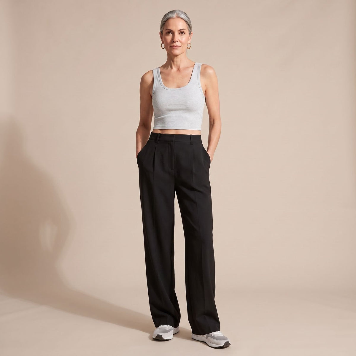 Women's High-Waist Wide-Leg Tailored Dress Pants - Black