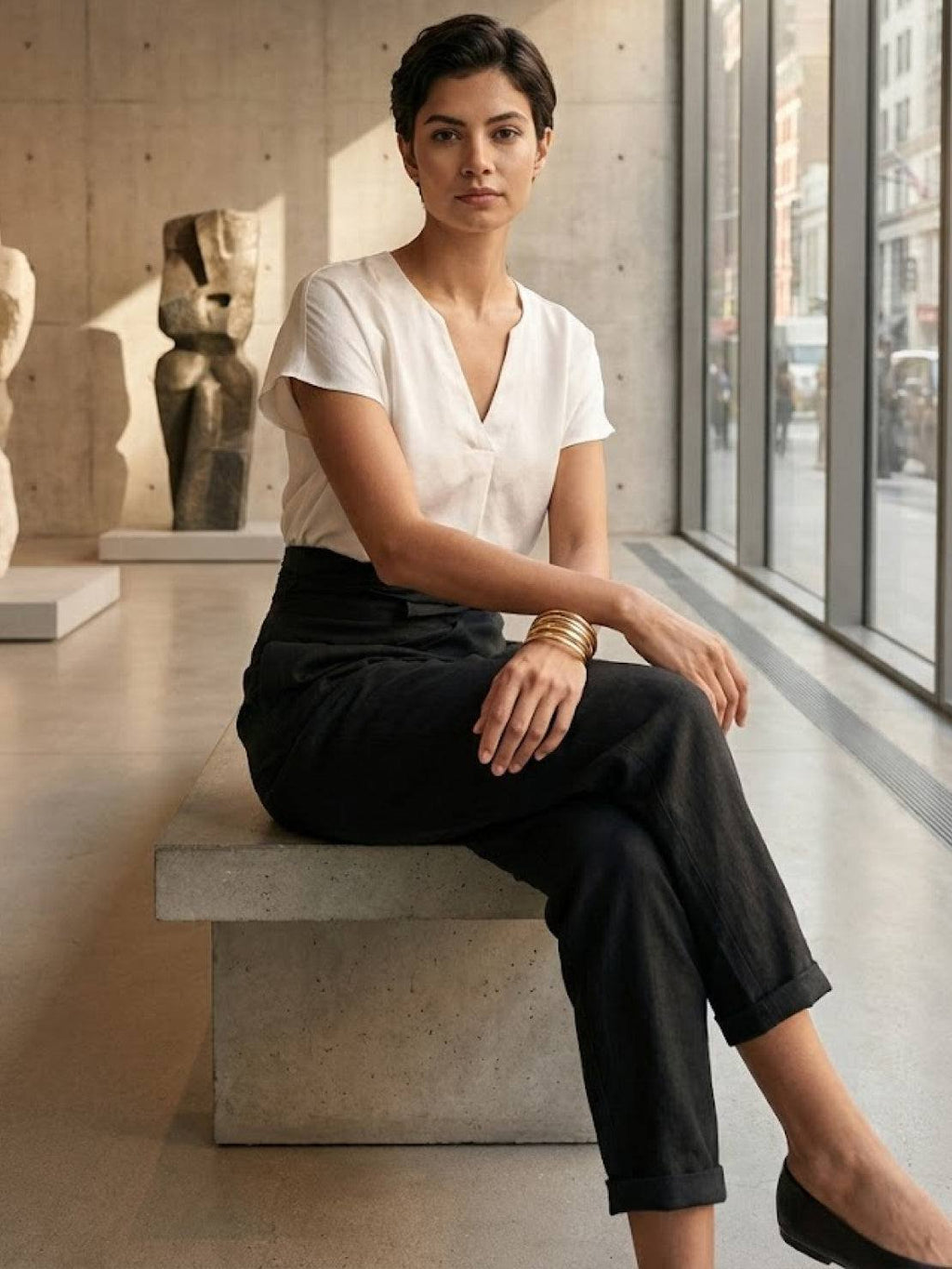 Women's High-Waist Wrap-Front Cropped Tapered Pants