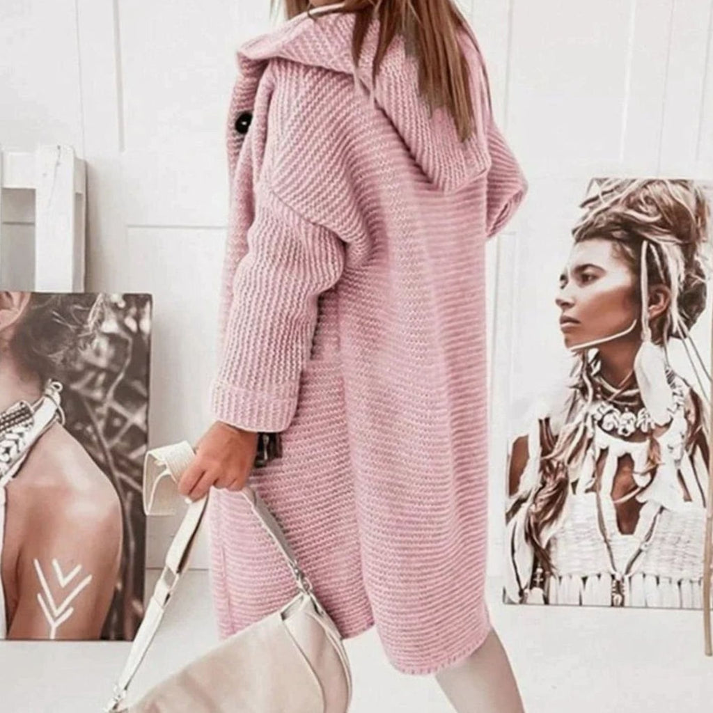 Women's Hooded Knit Relaxed-Fit Cardigan Jacket