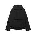Women's Hooded Pullover Anorak Quilted Jacket Half-Zip Windproof - Black