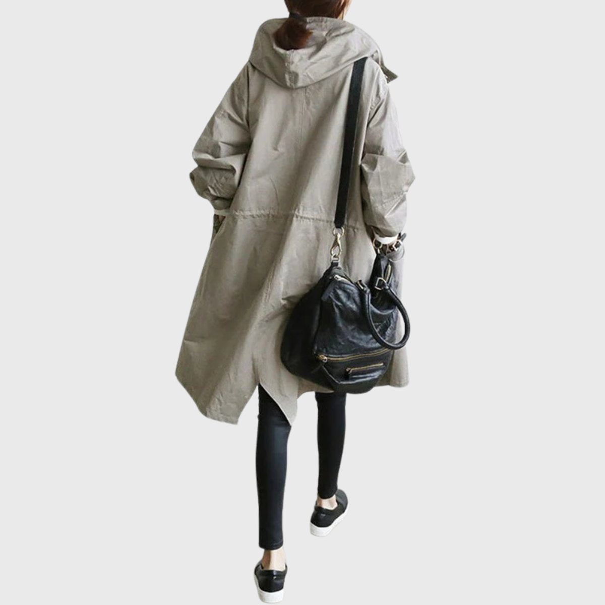 Women's Hooded Waterproof Relaxed-Fit Long Trench Coat