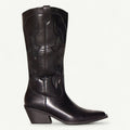 Women's Knee High Boots Pointed-Toe Embroidered Western Cowboy - Black