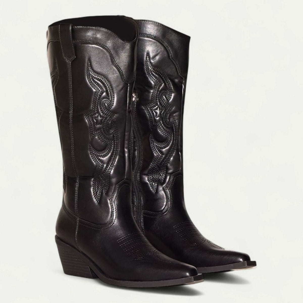 Women's Knee High Boots Pointed-Toe Embroidered Western Cowboy