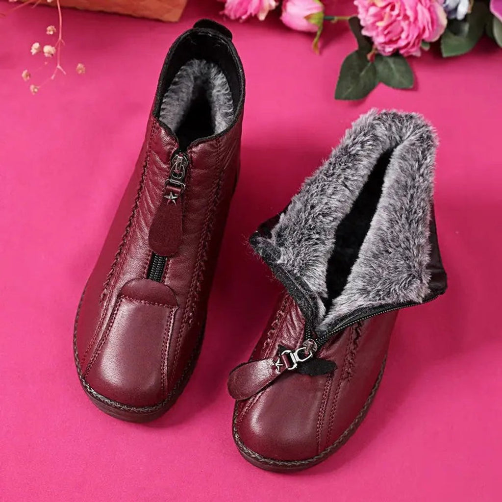 Women's Knee High Boots Waterproof Slip-Resistant Leather Ankle Booties