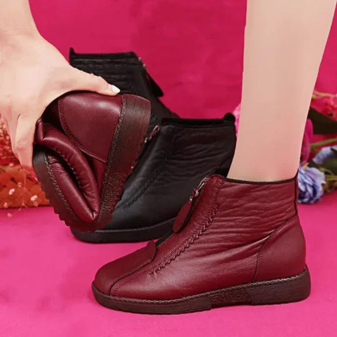 Women's Knee High Boots Waterproof Slip-Resistant Leather Ankle Booties