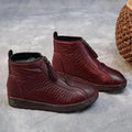 Women's Knee High Boots Waterproof Slip-Resistant Leather Ankle Booties - Red
