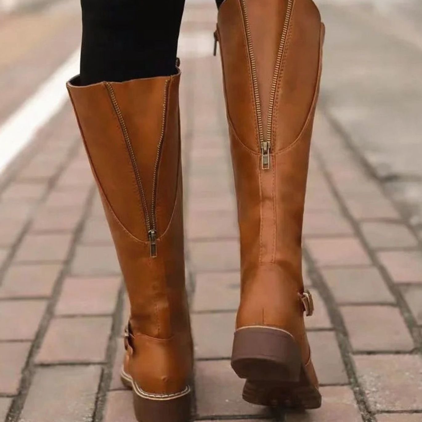 Women's Knee-High Orthopedic Buckle Leather Boots