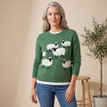 Women's Knit Crewneck Pullover Sweater Sheep Graphic