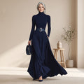 Women's Knit Turtleneck Long Sleeve Maxi Sweater Dress