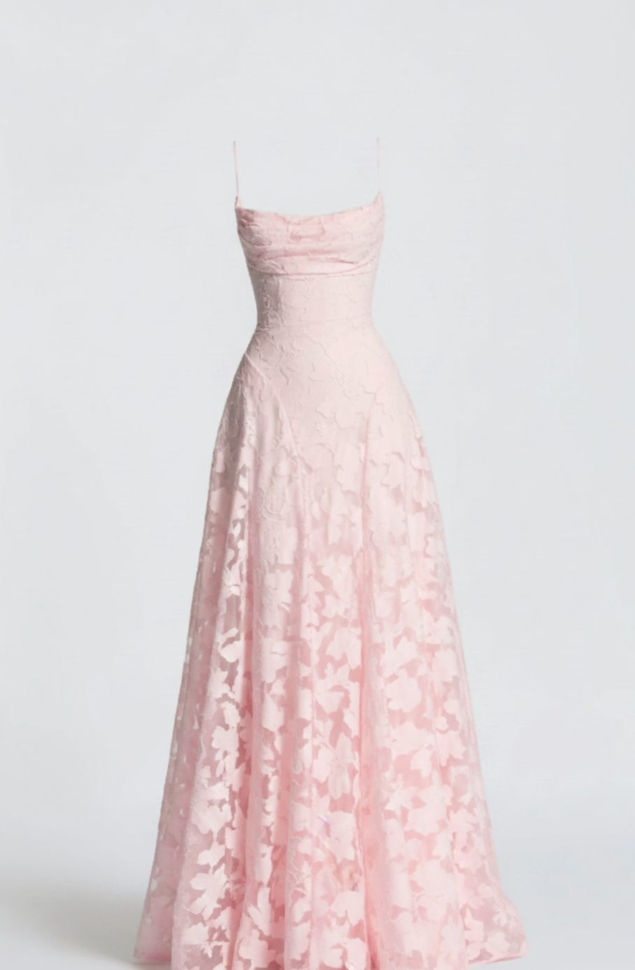 Women's Lace Spaghetti-Strap Formal Maxi Gown Christmas Party Dress - Pink