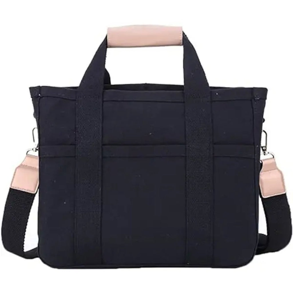 Women's Large-Capacity Multi-Pocket Canvas Tote Bag Crossbody - Schwarz