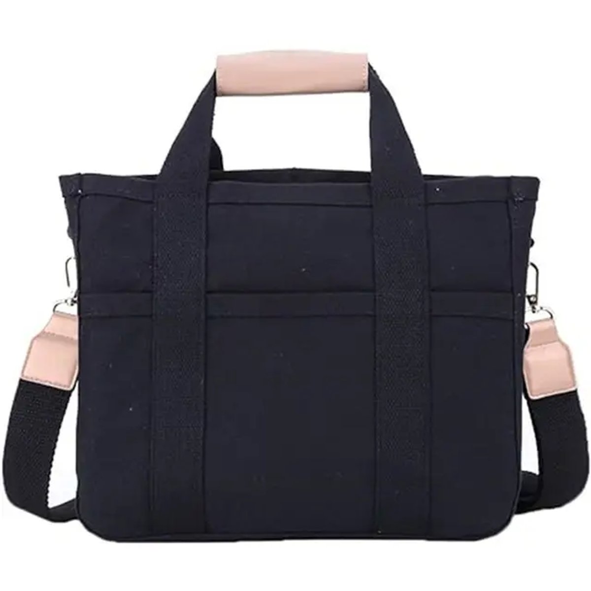 Women's Large-Capacity Multi-Pocket Canvas Tote Bag Crossbody - Schwarz
