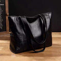 Women's Large-Capacity Vintage Leather Shoulder Tote Bag - Schwarz