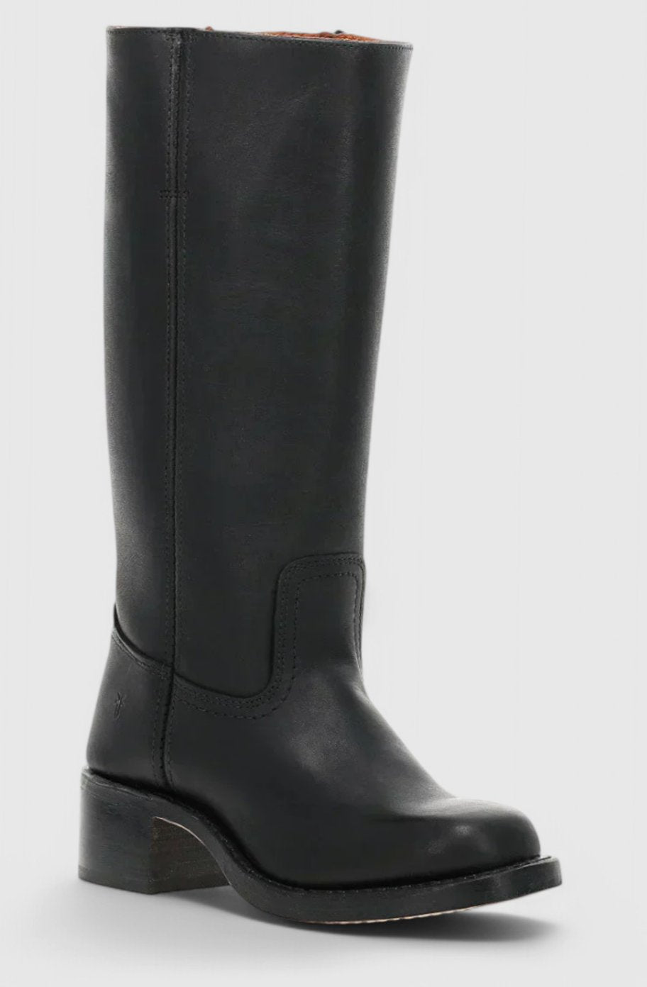 Women's Leather Stacked-Heel Knee-High Boots
