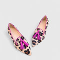 Women's Leopard Print Pointed-Toe Tassel Slip-On Loafer Flats - Pink