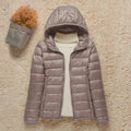 Women's Lightweight Hooded Quilted Jacket Zip-Up Puffer - Taupe