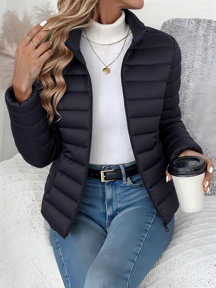 Women's Lightweight Quilted Puffer Coat Stand Collar Zip-Up Jacket