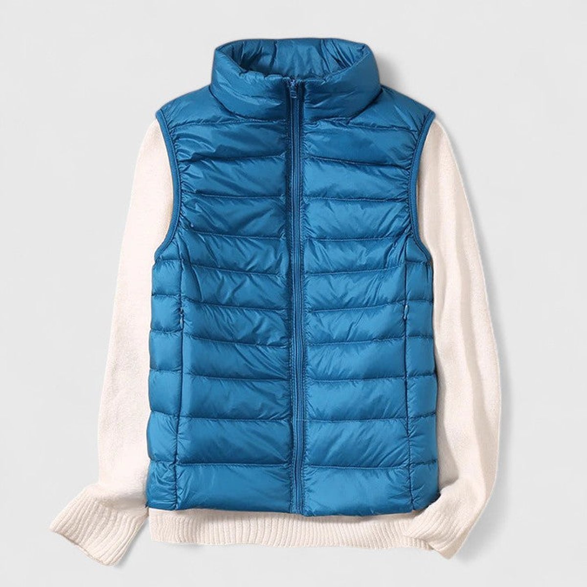 Women's Lightweight Quilted Puffer Vest Sleeveless Stand Collar - Sky Blue
