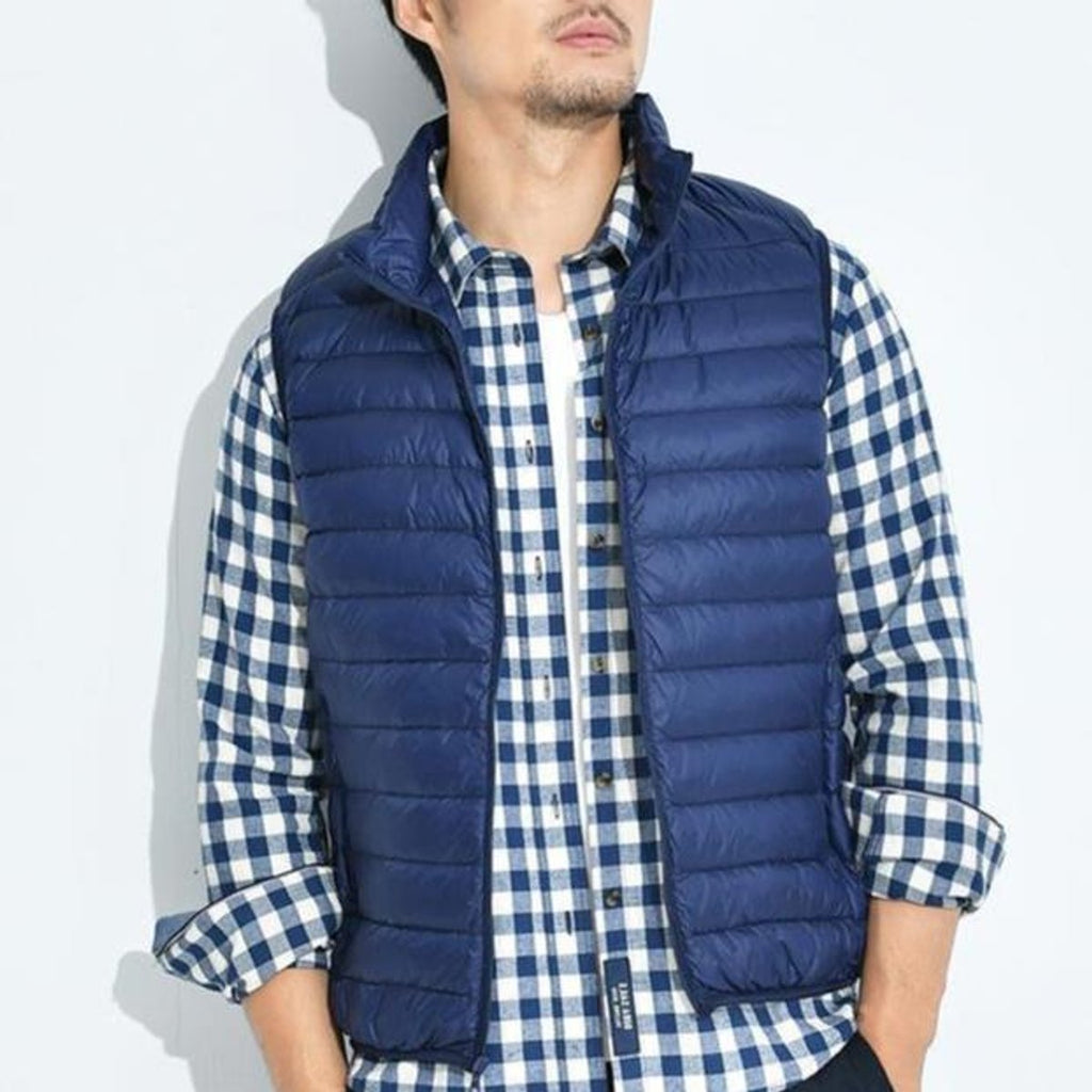 Women's Lightweight Quilted Puffer Vest Zip-Up Stand Collar - Blue