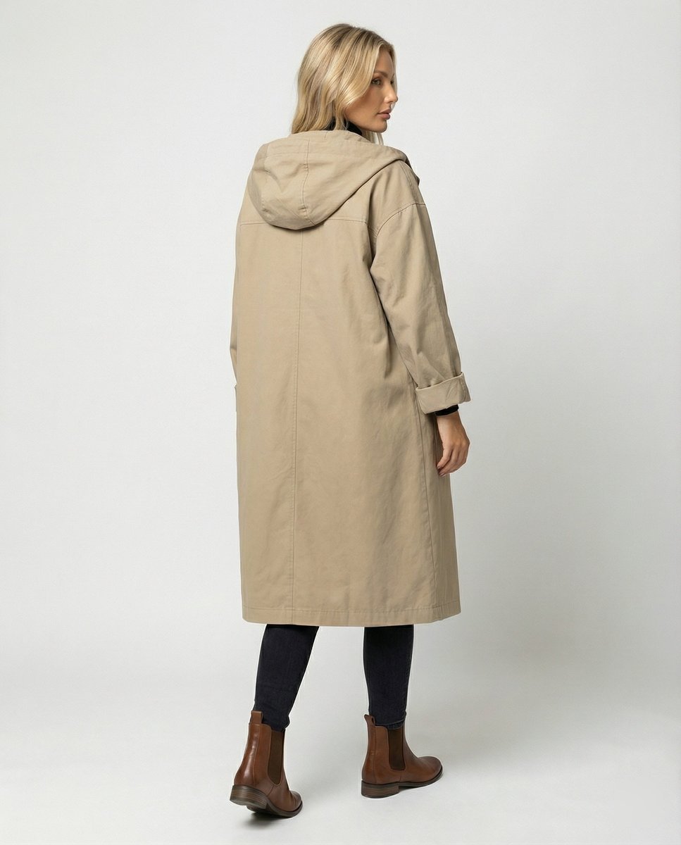 Women's Long Hooded Waterproof Windproof Trench Coat