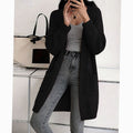 Women's Longline Open-Front Ribbed Knit Cardigan - Black