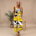 Women's Loose-Fit Farm Print Sleeveless Bib Jumpsuit