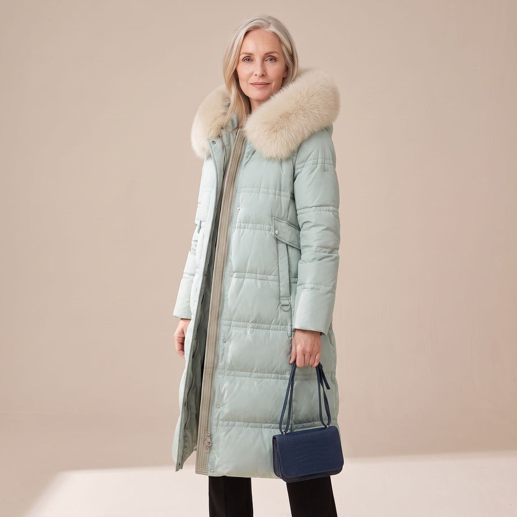 Women's Luxury Parka Fur-Hood Long Quilted Winter Coat
