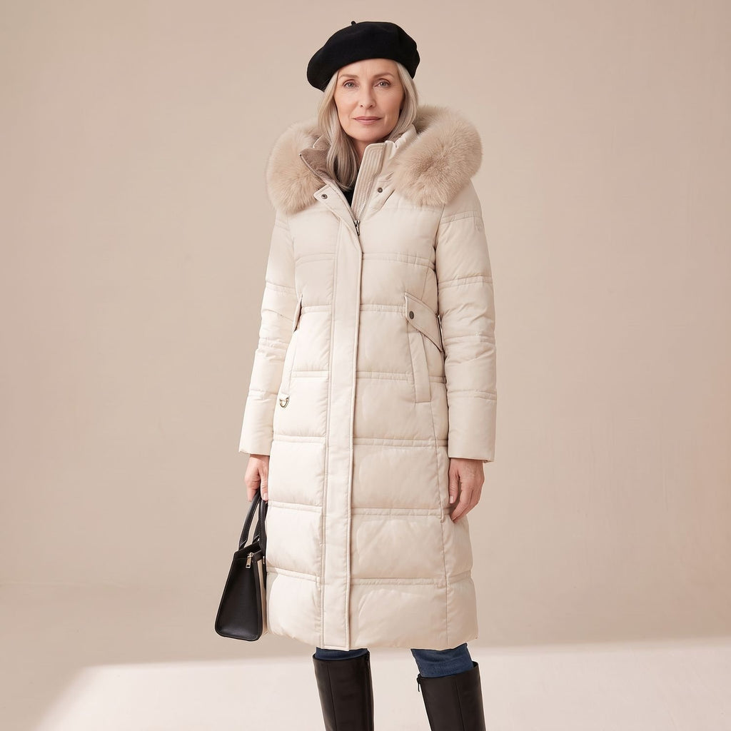 Women's Luxury Parka Fur-Hood Long Quilted Winter Coat