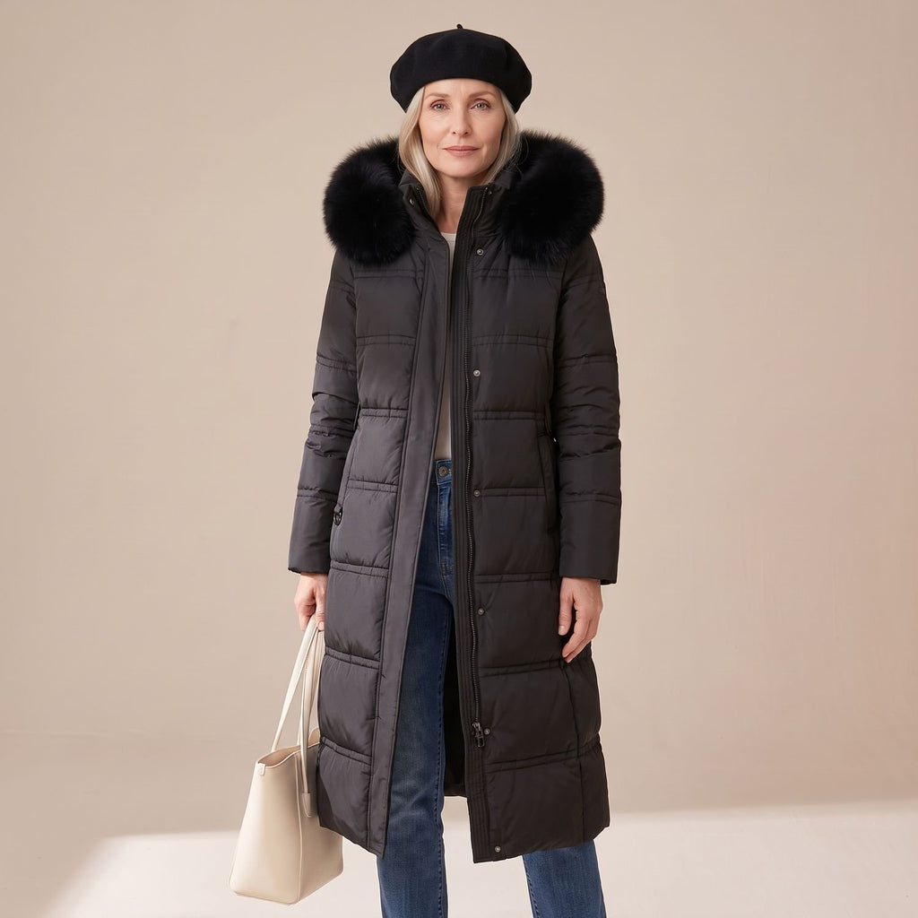 Women's Luxury Parka Fur-Hood Long Quilted Winter Coat