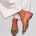 Women's Mary Jane Pointed-Toe Cross-Strap Ballet Flats - White
