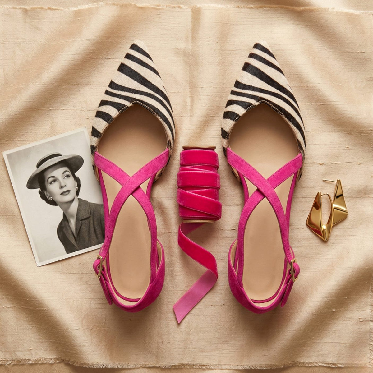 Women's Mary Jane Pointed-Toe Cross-Strap Ballet Flats