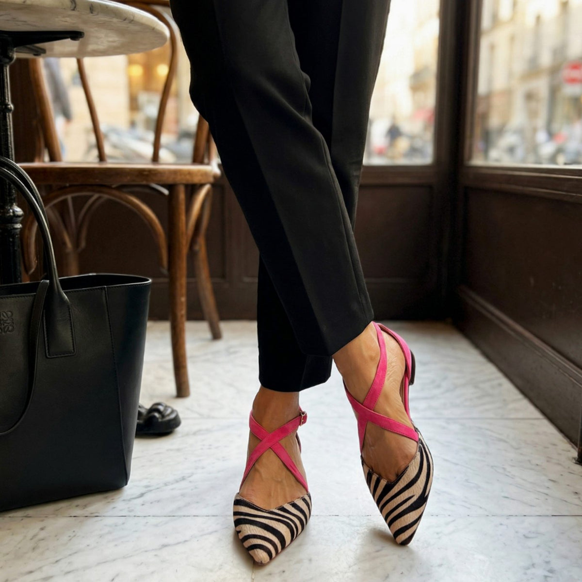 Women's Mary Jane Pointed-Toe Cross-Strap Ballet Flats