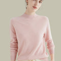 Women's Merino Wool Sweaters Mock Neck Slim Fit Pullover - Pink