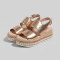 Women's Metallic Open-Toe Espadrille Platform Sandals Ankle Strap - GOLD