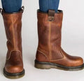 Women's Mid-Calf Lined Pull-On Leather Boots - Brown