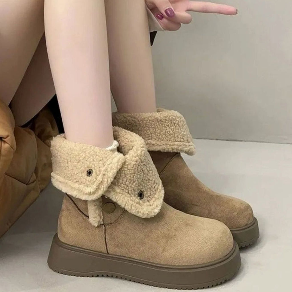 Women's Mid-Calf Sherpa-Lined Suede Snow Winter Boots