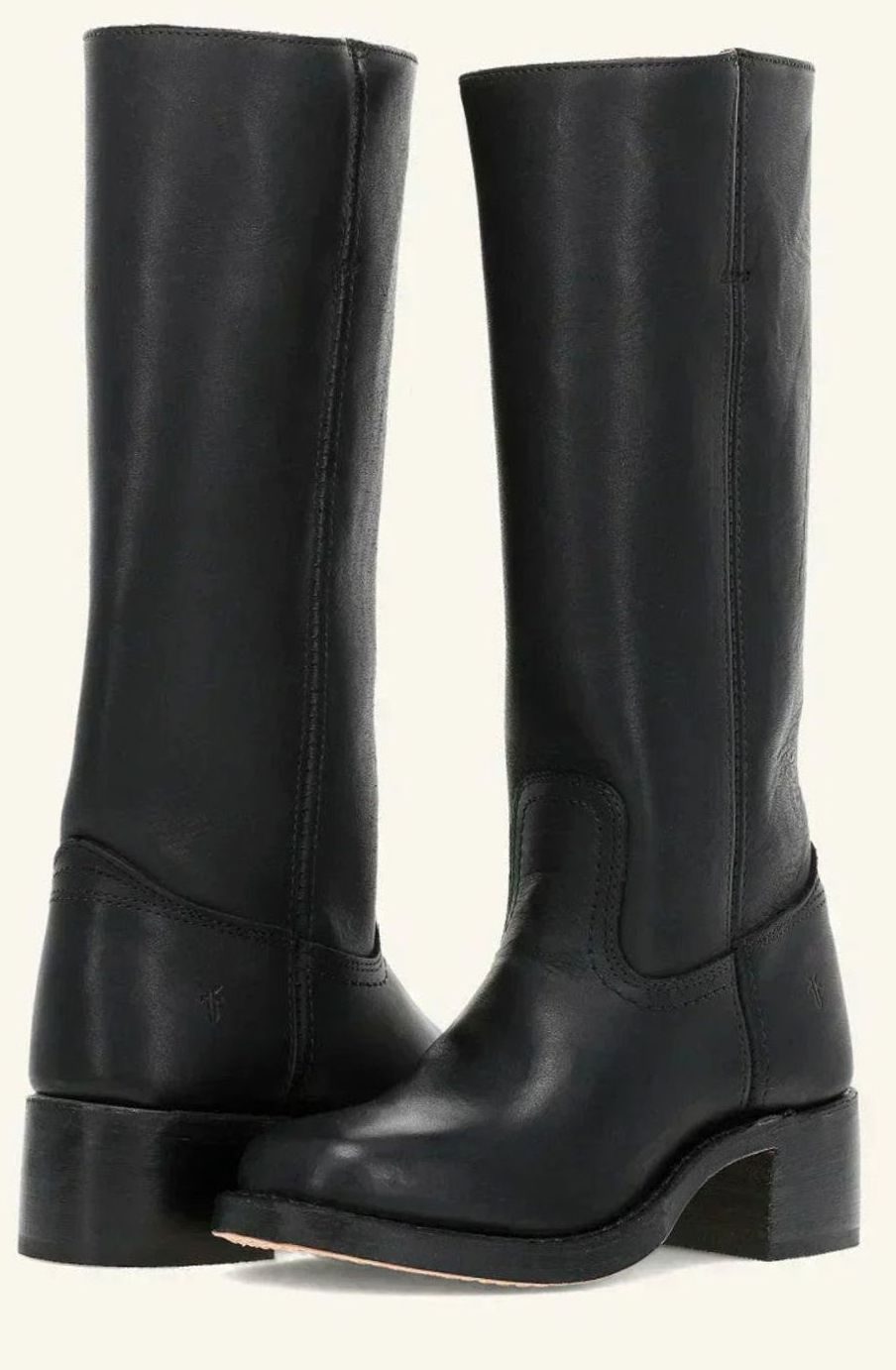 Women's Mid-Calf Slip-On Classic Western Boots Stacked Heel - Black