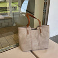 Women's Minimalist Vegan Leather Large Tote Bag - Khaki